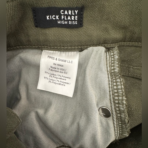 Veronica Beard Carly High Rise Kick Flare Jean in Olive Stone - Picture 7 of 11